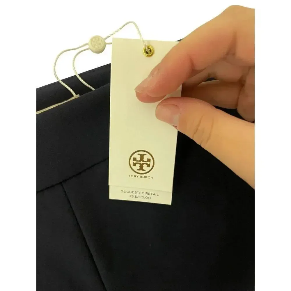 Tory Burch Womens Maude Legging Pants sz 0 Navy Blue Cotton Stretch 41694 NWT